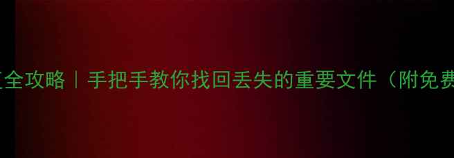 图片 硬盘数据恢复全攻略｜手把手教你找回丢失的重要文件（附免费工具清单）2