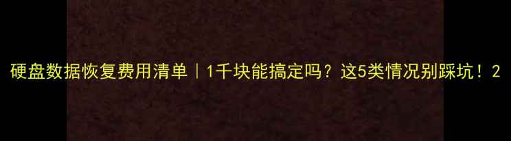 图片 硬盘数据恢复费用清单｜1千块能搞定吗？这5类情况别踩坑！2