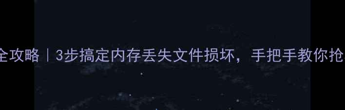 图片 磁盘数据恢复全攻略｜3步搞定内存丢失文件损坏，手把手教你抢救重要资料！1