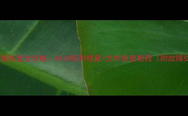 图片 绿联NAS数据恢复全攻略：RAID阵列修复+文件恢复教程（附故障处理指南）