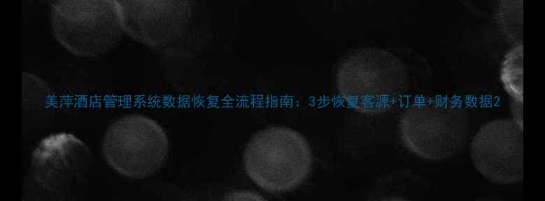 图片 美萍酒店管理系统数据恢复全流程指南：3步恢复客源+订单+财务数据2