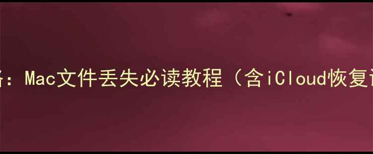 图片 苹果电脑数据恢复全攻略：Mac文件丢失必读教程（含iCloud恢复误删修复硬盘故障处理）