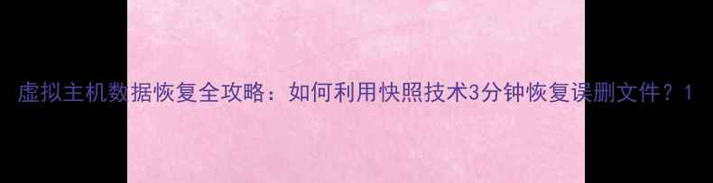 图片 虚拟主机数据恢复全攻略：如何利用快照技术3分钟恢复误删文件？1
