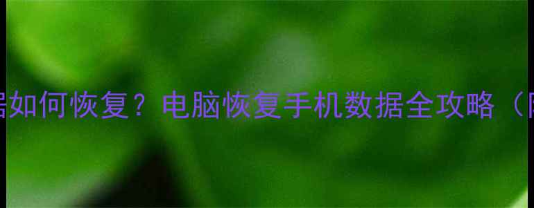 图片 误删丢失手机数据如何恢复？电脑恢复手机数据全攻略（附5种实操方法）1