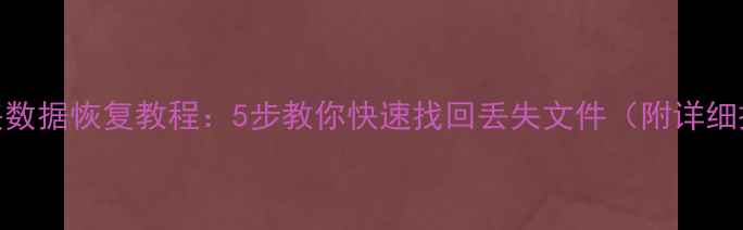 图片 误删文件夹数据恢复教程：5步教你快速找回丢失文件（附详细操作指南）
