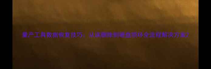 图片 量产工具数据恢复技巧：从误删除到硬盘损坏全流程解决方案2