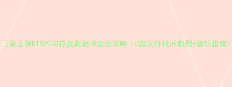 图片 💡金士顿DTSE9闪存盘数据恢复全攻略｜U盘文件找回教程+避坑指南1