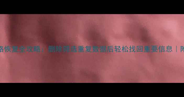 图片 📉Excel表格恢复全攻略：删除筛选重复数据后轻松找回重要信息｜附实用教程1