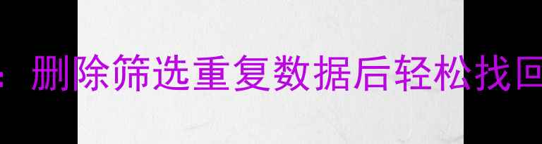 图片 📉Excel表格恢复全攻略：删除筛选重复数据后轻松找回重要信息｜附实用教程2