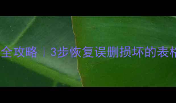 图片 📊Excel表格数据恢复全攻略｜3步恢复误删损坏的表格文件（附免费工具）