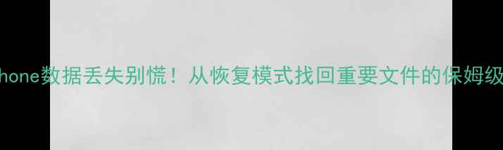 图片 📱iPhone数据丢失别慌！从恢复模式找回重要文件的保姆级教程