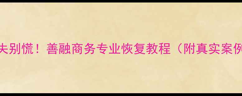 图片 📱手机数据丢失别慌！善融商务专业恢复教程（附真实案例+避坑指南）2