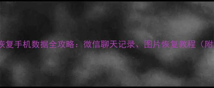 图片 📱电脑微信恢复手机数据全攻略：微信聊天记录、图片恢复教程（附免费工具）1