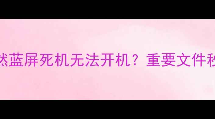 图片 📱电脑突然蓝屏死机无法开机？重要文件秒变空气？