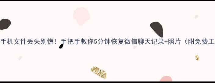 图片 📱💾手机文件丢失别慌！手把手教你5分钟恢复微信聊天记录+照片（附免费工具）