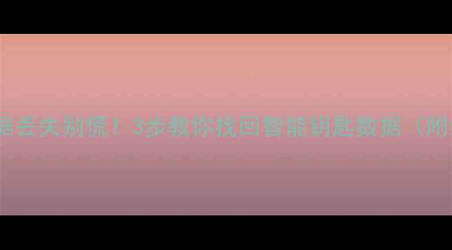 图片 🔑标致车钥匙数据丢失别慌！3步教你找回智能钥匙数据（附最新教程）🚗💡2