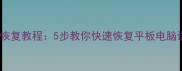 最新数据恢复教程5步教你快速恢复平板电脑误删文件
