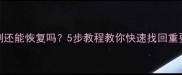 手机照片电脑文件被删还能恢复吗5步教程教你快速找回重要数据附工具推荐