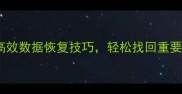 误删文件必看3个高效数据恢复技巧轻松找回重要资料附操作指南