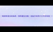 数据恢复实战指南推荐避坑攻略电脑手机照片文件秒恢复