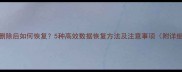 U盘数据删除后如何恢复5种高效数据恢复方法及注意事项附详细教程
