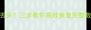 重装系统后D盘数据丢失三步教你高效恢复完整数据附详细教程