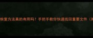 3种硬盘数据恢复方法真的有用吗手把手教你快速找回重要文件附避坑指南