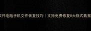 八度数据恢复软件电脑手机文件恢复技巧支持免费修复8大格式数据损失解决方案