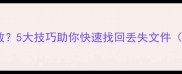 分区后数据恢复失败5大技巧助你快速找回丢失文件附详细操作指南